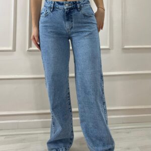 Wide Leg Tiro Medio Azul Claro