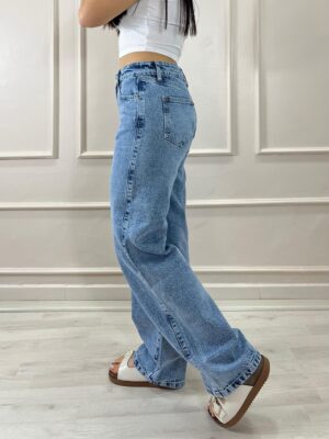 Wide Leg Tiro Medio Claro