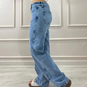 Wide Leg Tiro Medio Azul Claro