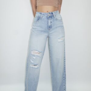 Wide Leg Rasgado Claro