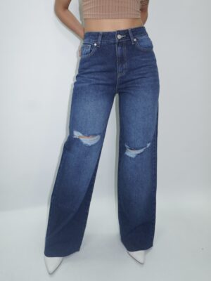 Wide Leg Rasgado Oscuro
