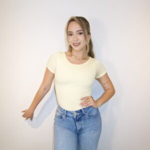 Body Manga Corta Amarillo