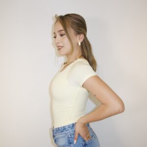 Body Manga Corta Amarillo