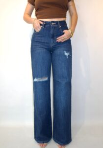 Wide Leg Rasgado Oscuro