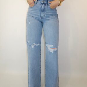 Wide Leg Rasgado Claro