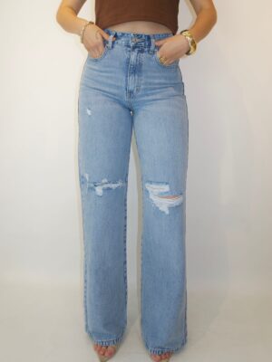 Wide Leg Rasgado Claro