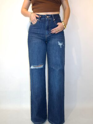 Wide Leg Rasgado Oscuro