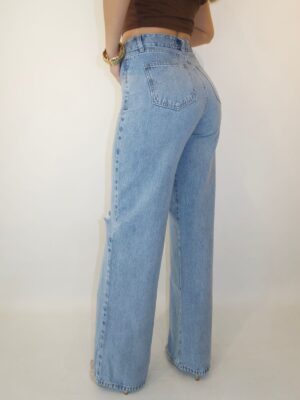 Wide Leg Rasgado Claro