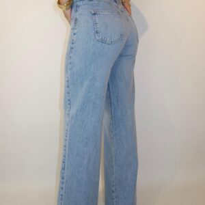 Wide Leg Tiro Medio - Tono Azul Claro