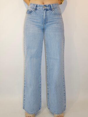 Wide Leg Tiro Medio - Tono Azul Claro