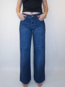 Wide Leg Tiro Medio - Tono Azul Oscuro