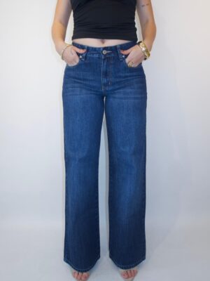 Wide Leg Tiro Medio - Tono Azul Oscuro