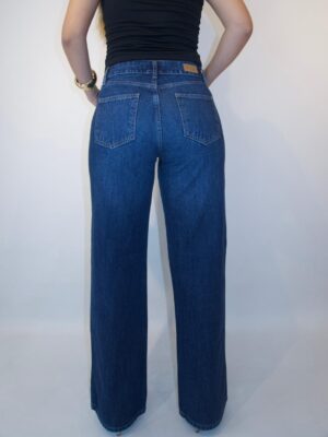 Wide Leg Tiro Medio - Tono Azul Oscuro
