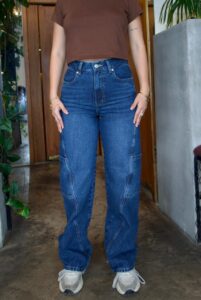 Wide Leg Cargo Azul Oscuro