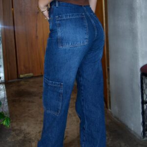 Wide Leg Cargo Azul Oscuro