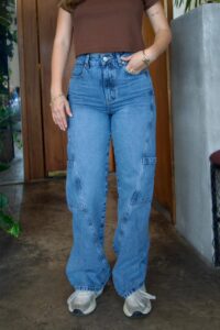 Wide Leg Cargo Azul Claro