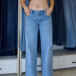 Wide Leg Low Rise Azul Claro