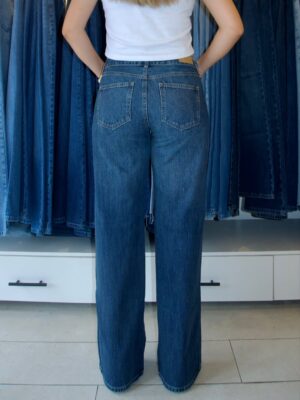 Wide Leg Tiro Medio - Tono Azul Oscuro