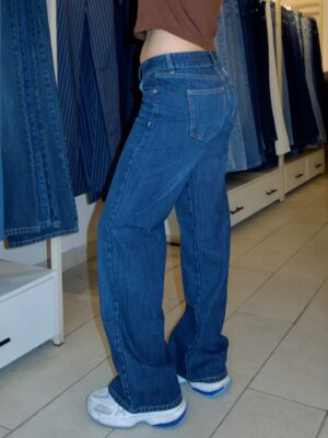 Wide Leg Tiro Bajo - Azul Oscuro