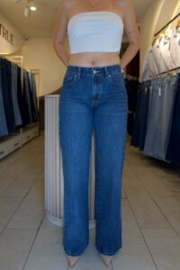 Wide Leg Tiro Medio - Tono Azul Oscuro