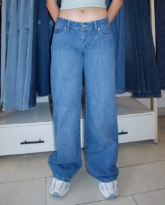 Wide Leg Tiro Bajo - Azul medio