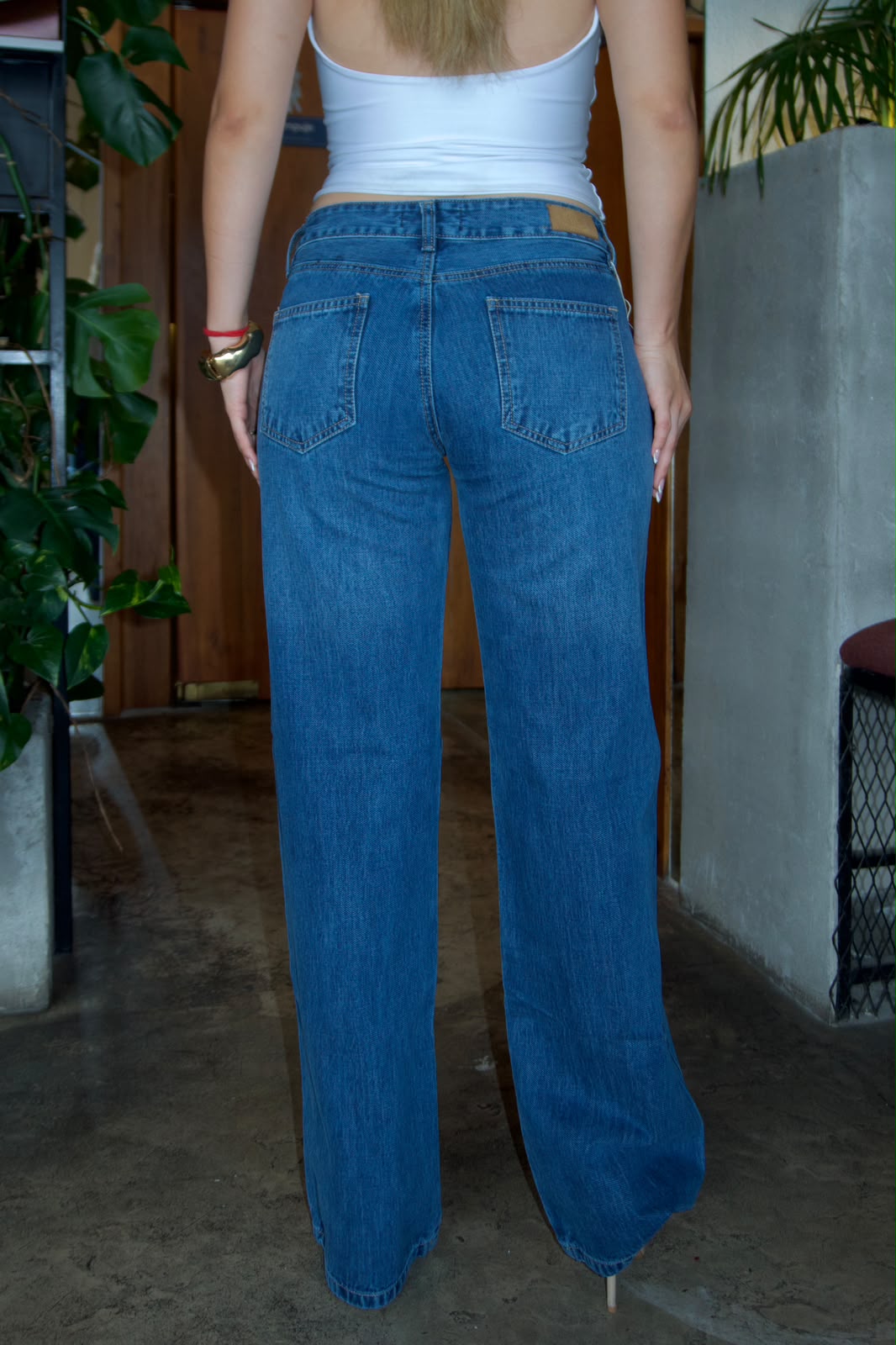 Wide Leg Tiro Bajo - Azul medio - Imagen 3