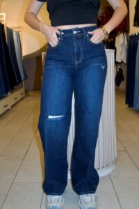 Wide leg Rasgado - Tono Oscuro